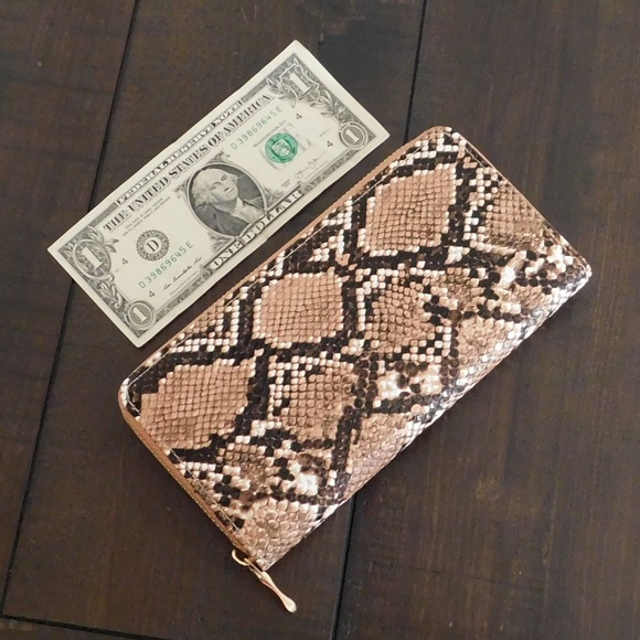 New! Beige Python Print Wallet - Picture 2 of 4